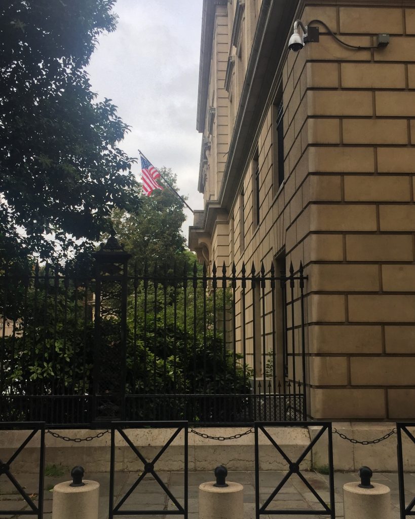 off to the side of the US Embassy in Paris