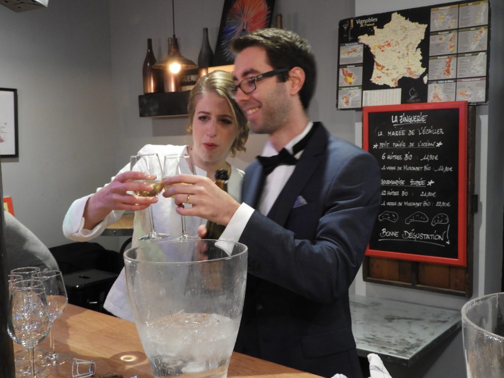 French wedding drinking champagne