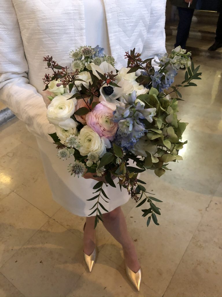 French wedding bouquet at city hall