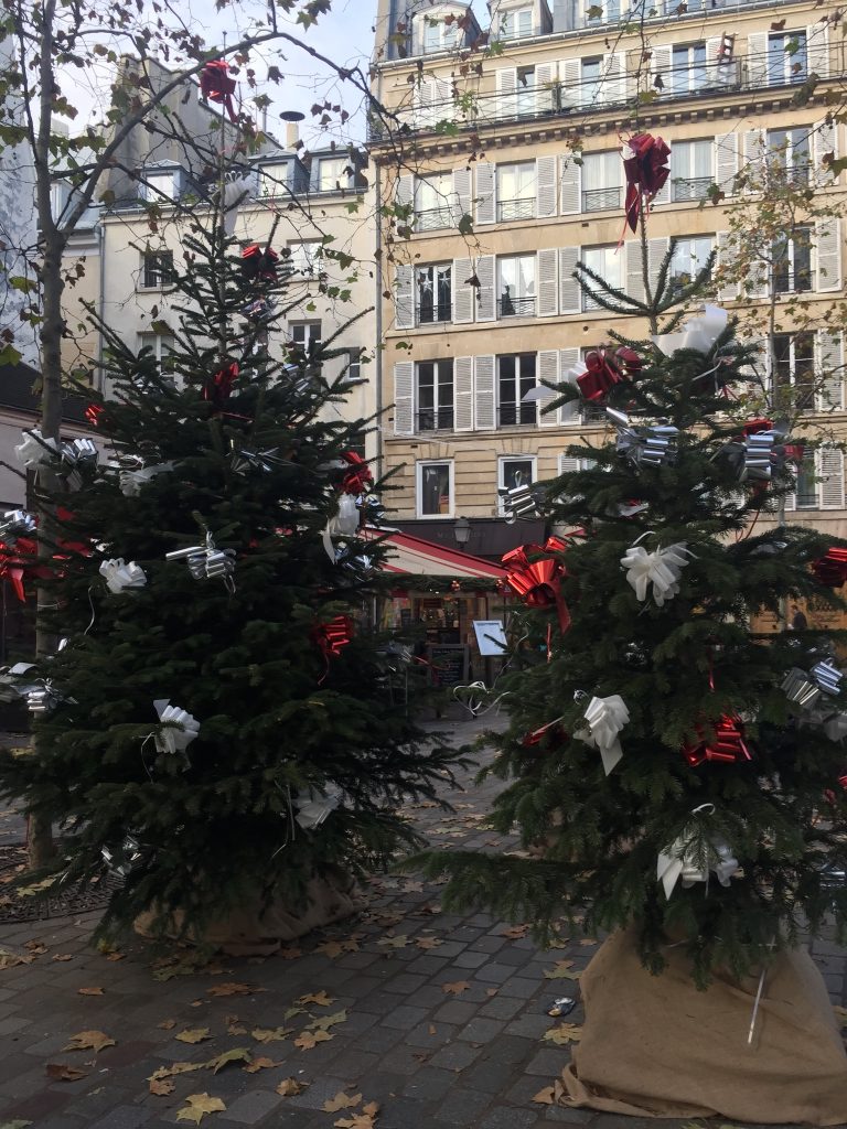 Christmas trees outside in Paris