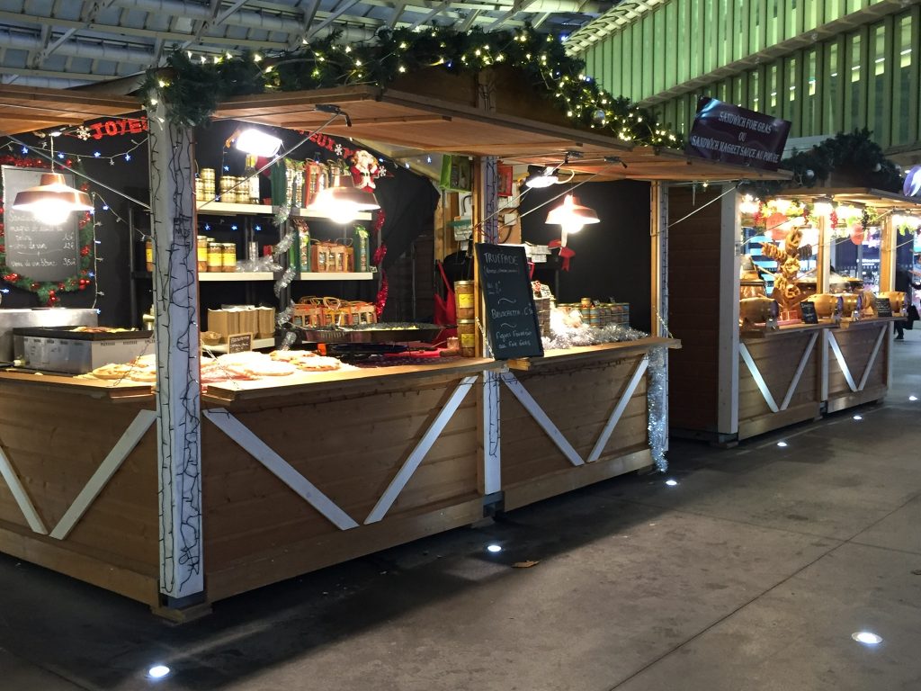 chalets at Paris Christmas market