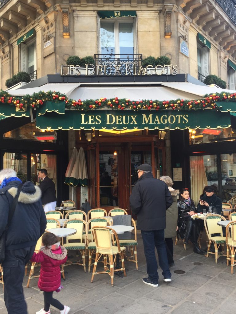 Les Deux Magots decorated for Christmas