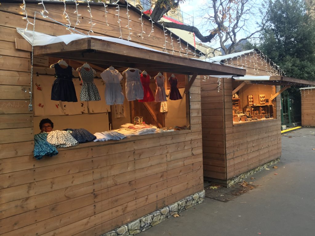chalets at Paris Christmas market