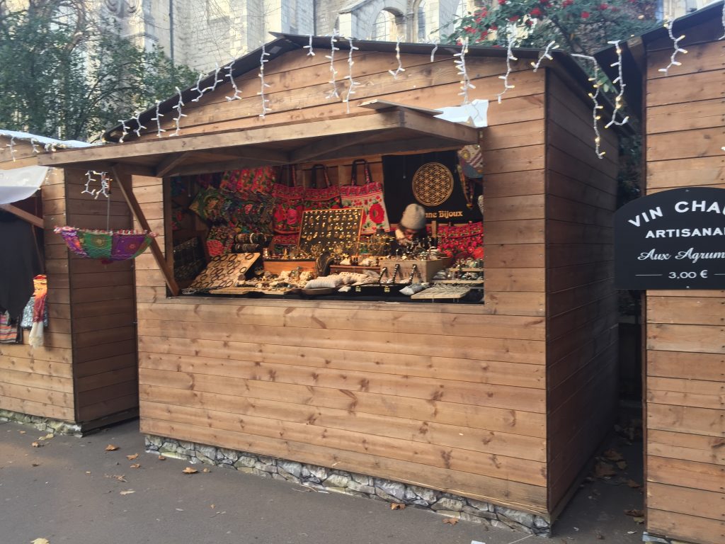chalets in French Christmas market