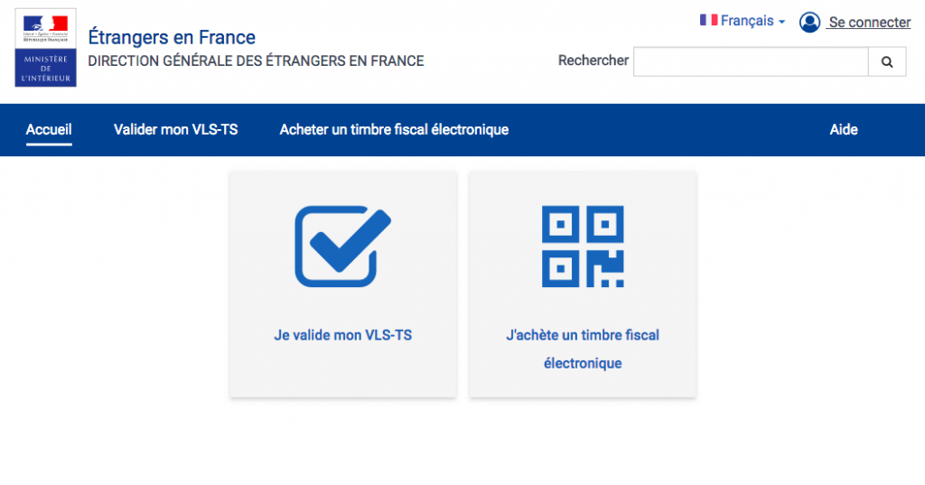 screenshot of French visa validation website