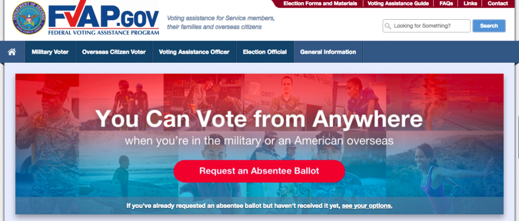 screenshot of FVAP.gov website