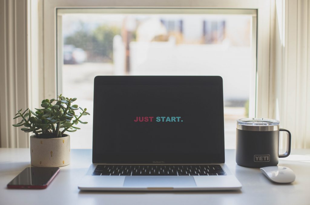 computer opened with message: Just Start.