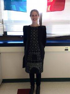 French teacher dressed up for Halloween as an Eiffel Tower