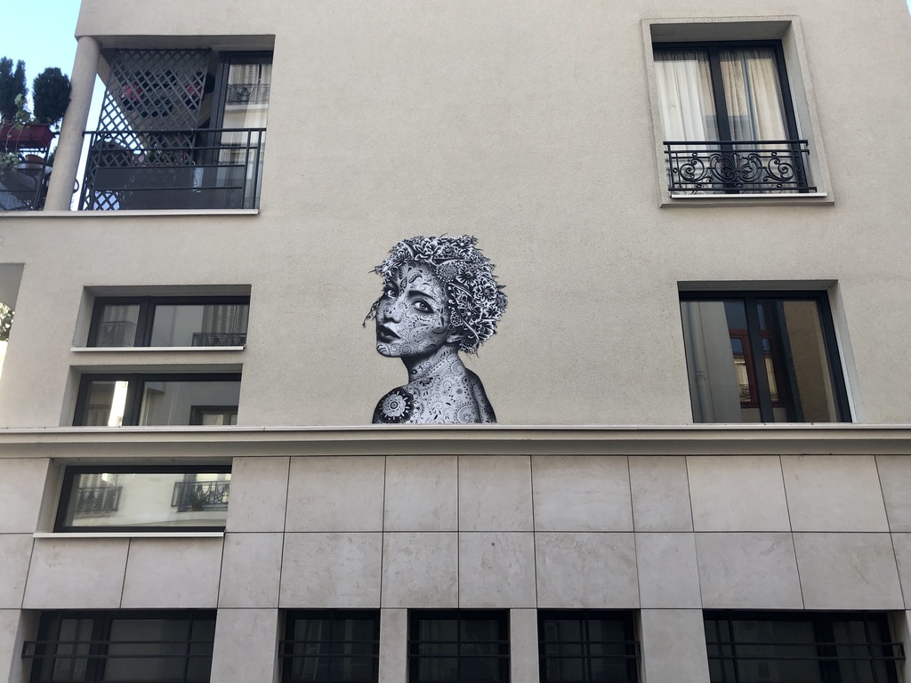 aydar Paris street art black and white woman