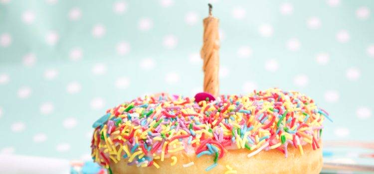 birthday donut with sprinkles one candle