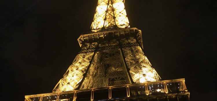 Eiffel Tower illuminated at night, SETE – illuminations Pierre Bideau