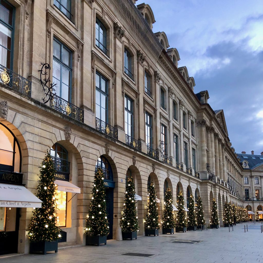 Place Vendôme lined with Christmas trees 2020