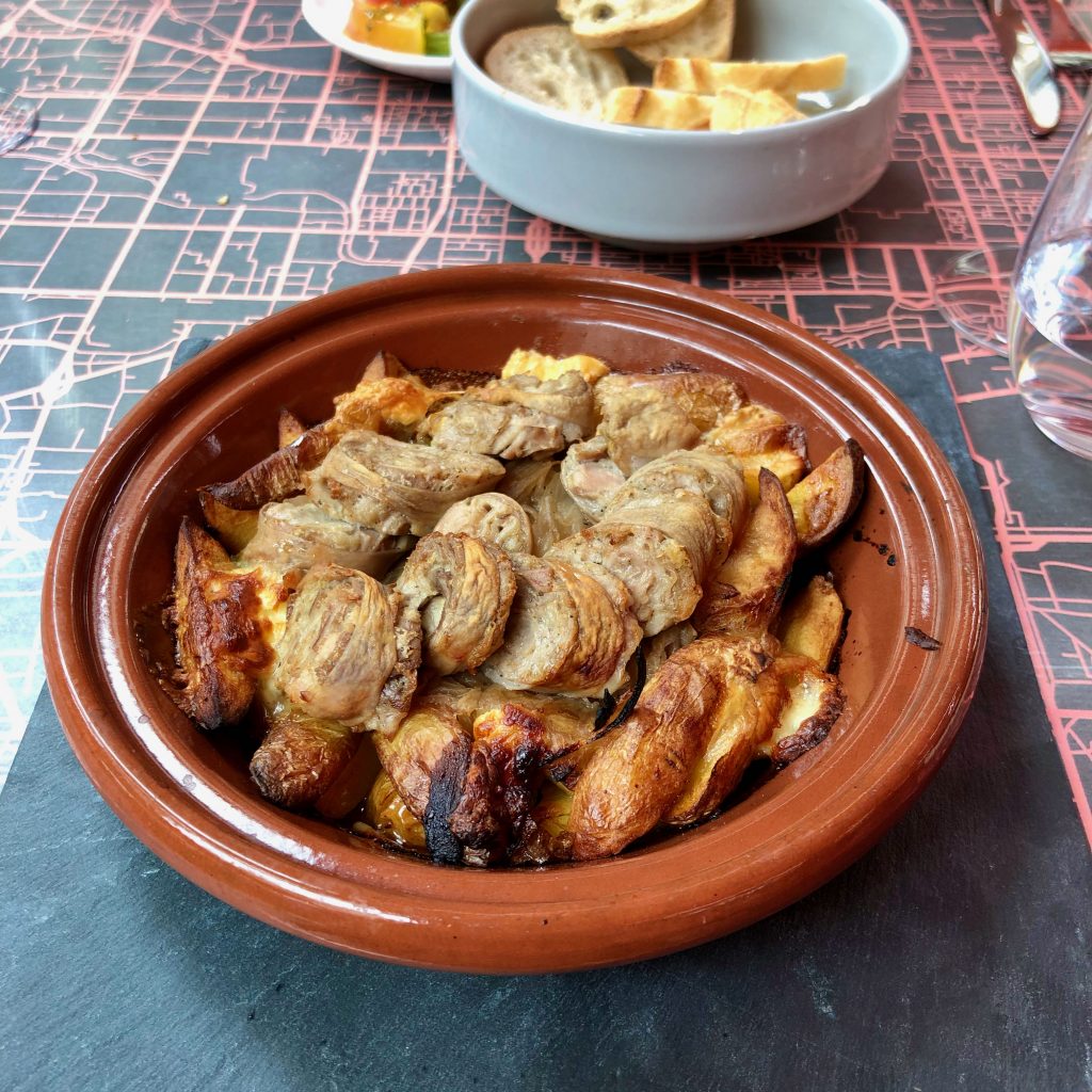 andouillette de Troyes, a local sausage served over potatoes