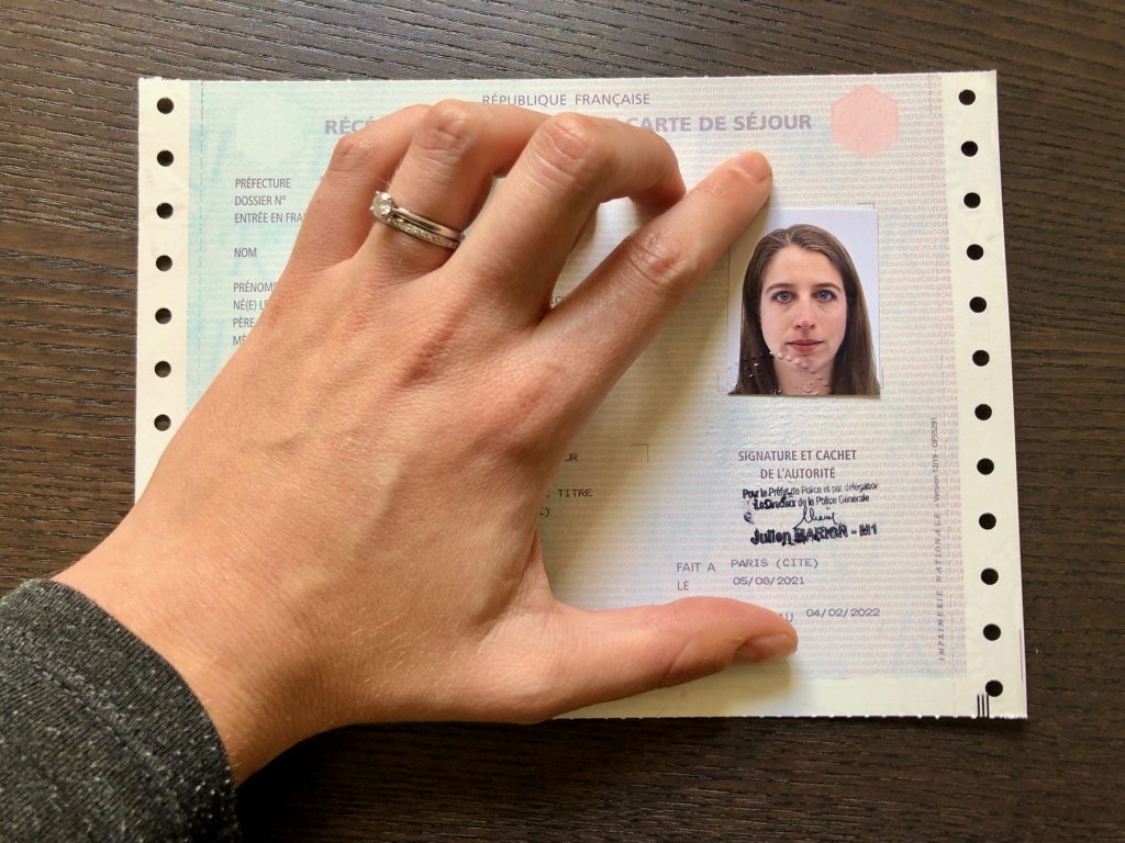 récépissé (paper receipt) for a French carte de séjour (residence permit)