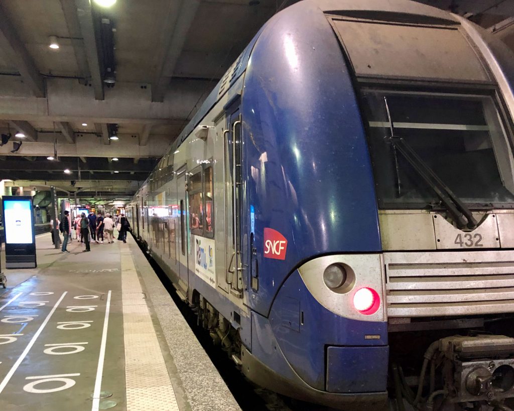 SNCF train at the platform at Gare Montparnasse