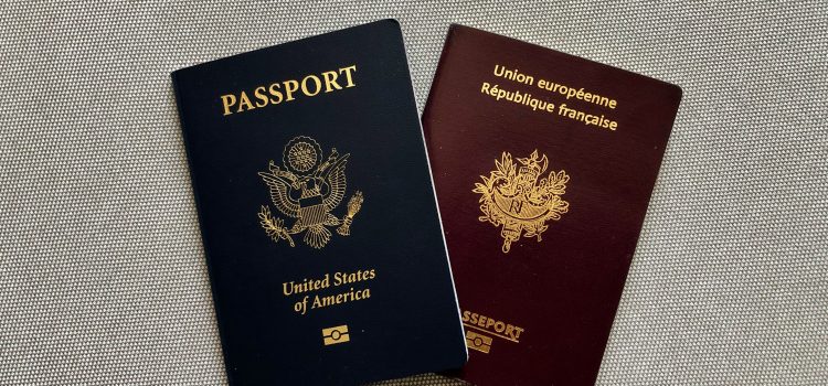 American passport and French passport side by side