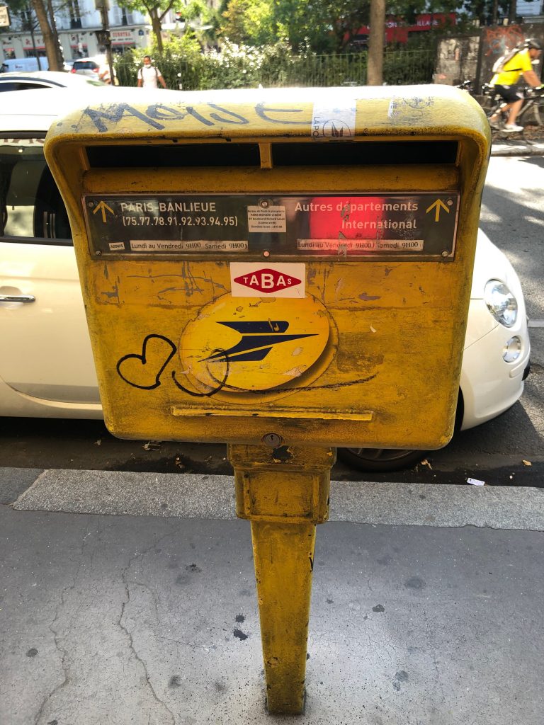 yellow mail box in Paris