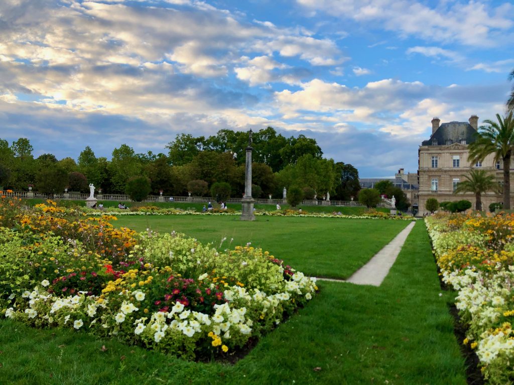 summer flowers in bloom in the Jardin du Luxembourg in Paris