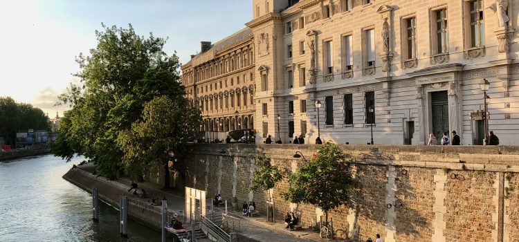 view of Seine River from Pont Saint-Michel during golden hour