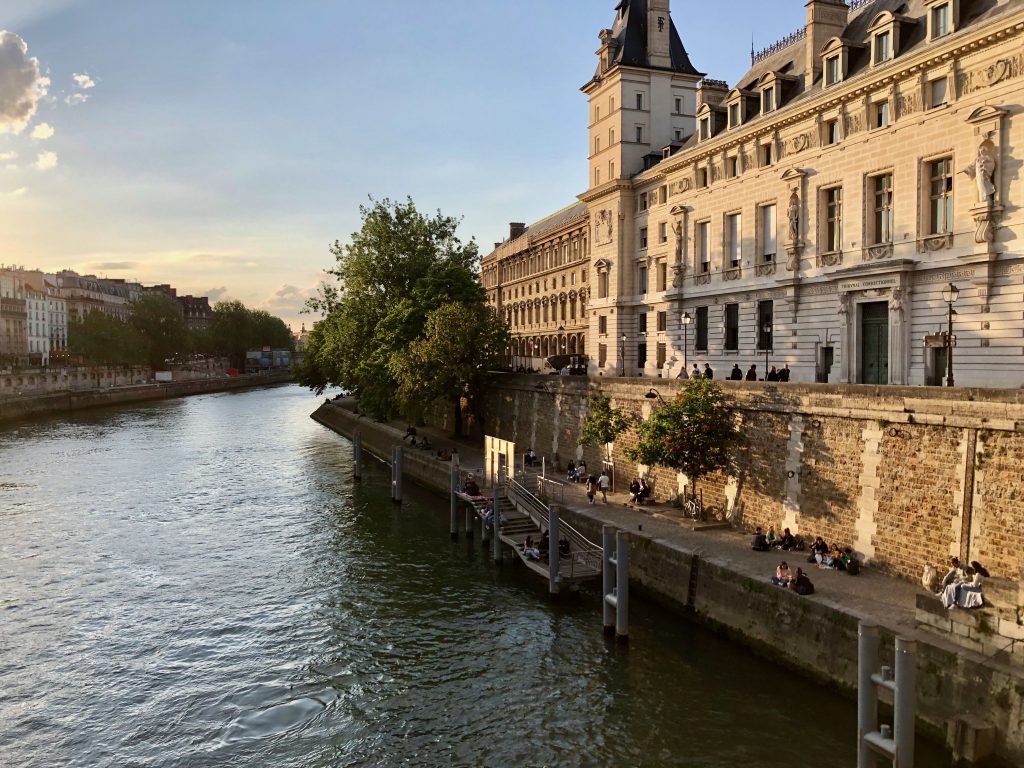 view of Seine River from Pont Saint-Michel during golden hour