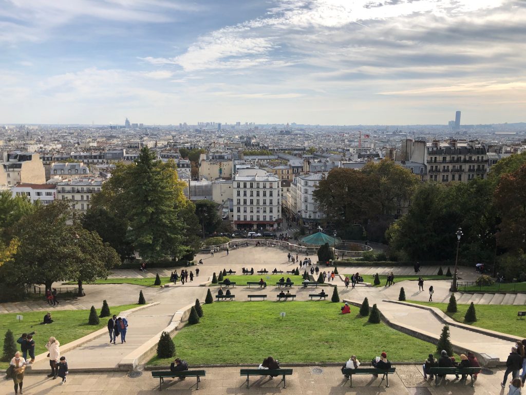 view of Paris from in front of the Sacré Cœur Basilica in Montmartre