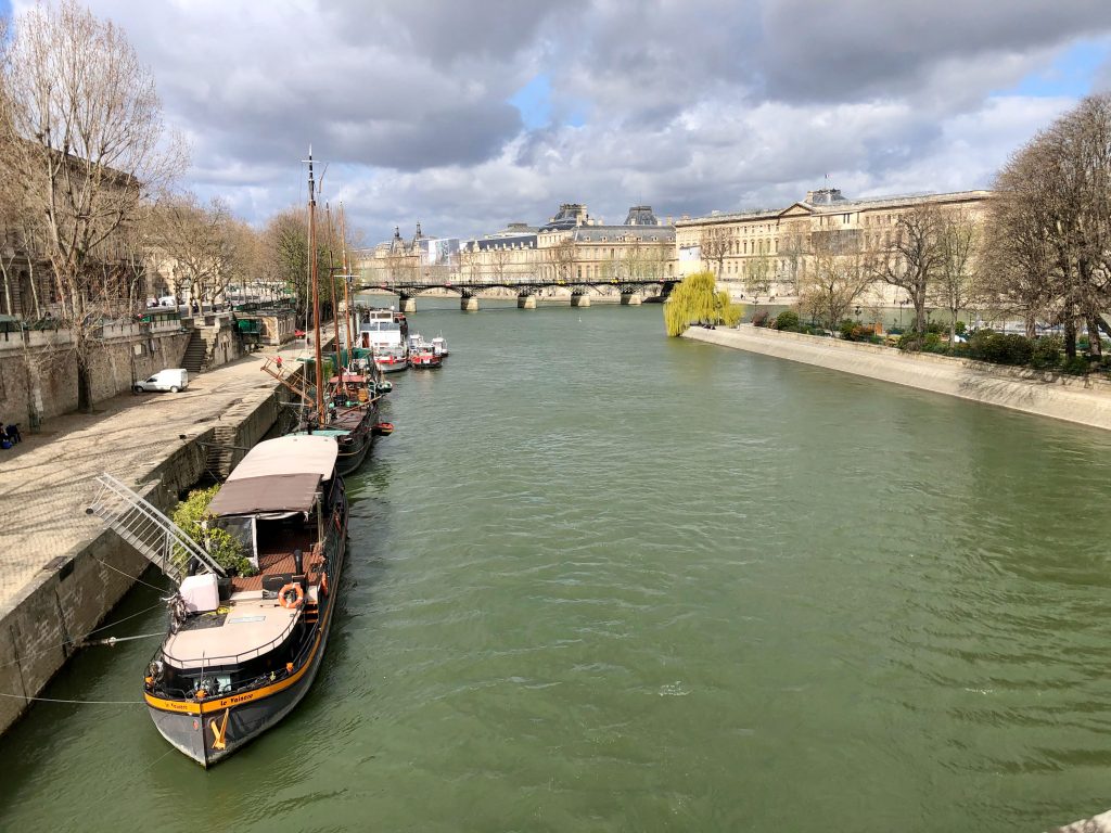 Seine River, view of Pont des Arts and Square Vert Galant