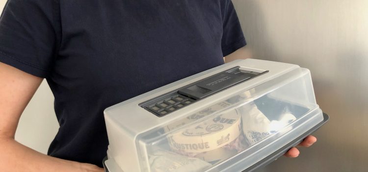 women holding cheese storage box with carbon filters