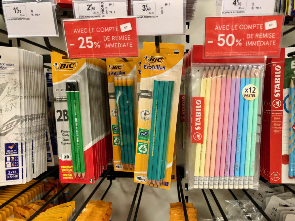 BiC and Stabilo pencils (crayons à papier) packaged for sale