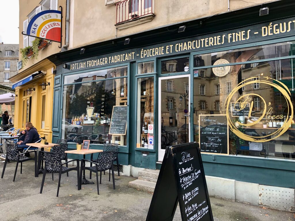 store front of an artisan fromager (artisanal cheese monger) shop in Rennes, France