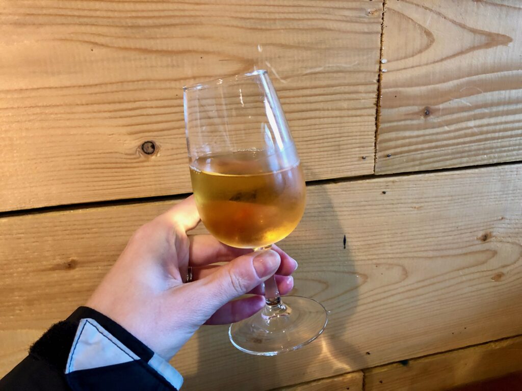 a chilled glass of chouchen, a mead local to Bretagne