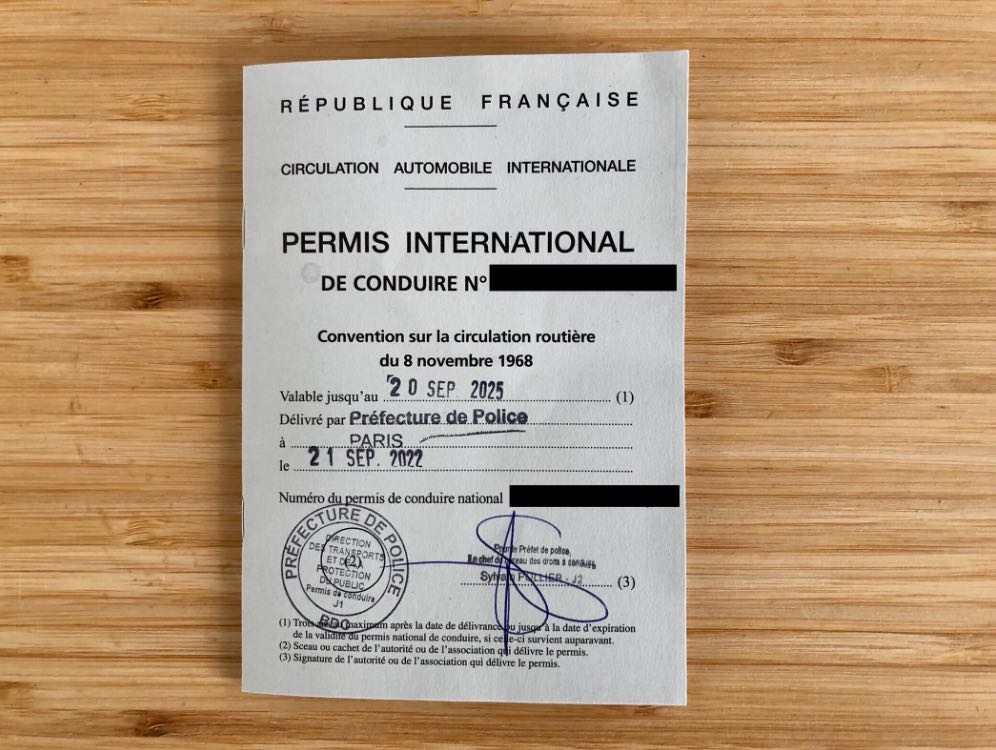 French international driving permit booklet