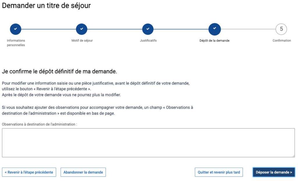 screenshot of the new online renewal platform for renewing your titre de séjour (residence permit) in France
