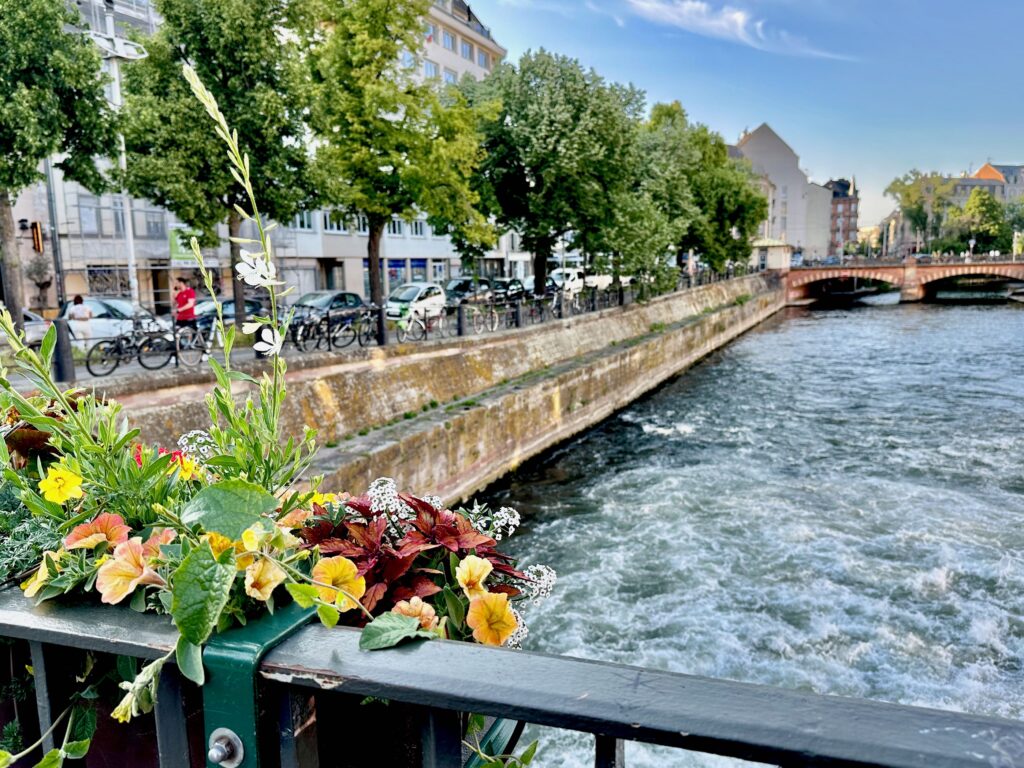 Strasbourg, France in bloom, view over the canal