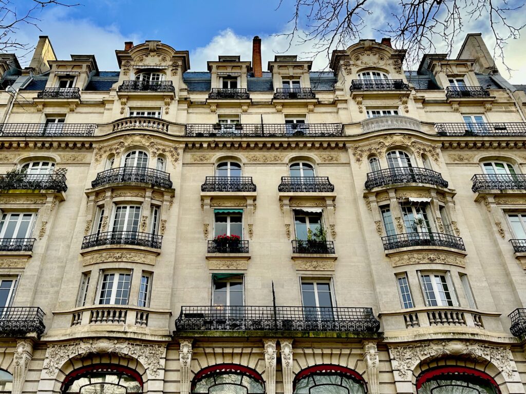 Beautiful Haussmannian facade of a Parisian apartment building