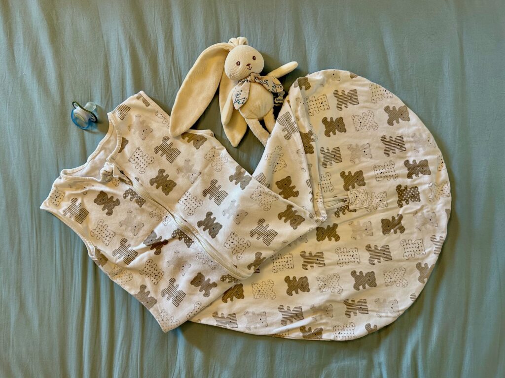 essential items for daycare in Frace: gigoteuse (sleep sack), doudou (lovey), and tétine (pacifier)